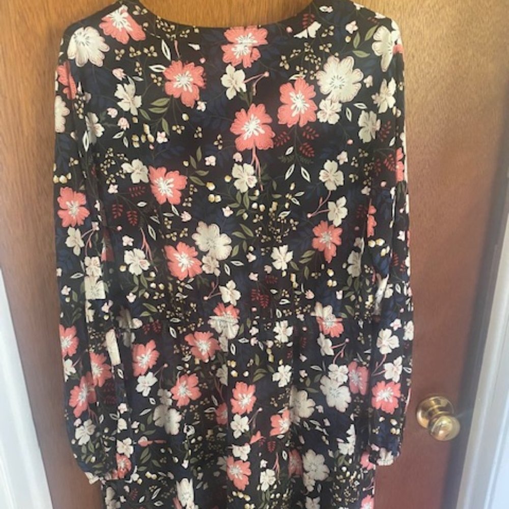 Allegra K Women's Floral Print Vintage Button Front Long Sleeve Tie Waist Shirt - Picture 6 of 8